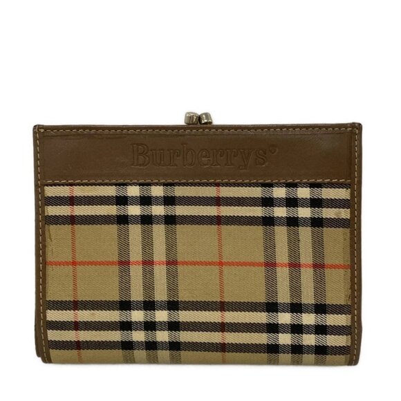 Auth Burberry's Brown Black Multi Jacquard Leather Bifold Wallet - Picture 1 of 11